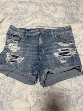 American Eagle Outfitters Distressed Blue Denim Jean Shorts